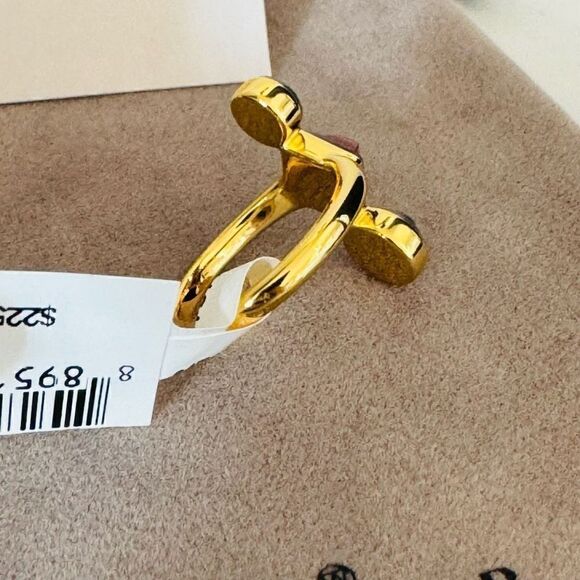 Alexis Bittar Vitreum 14K Goldplated Carnelian Amethyst Linear Ring, Size 8 NWT - Picture 14 of 14